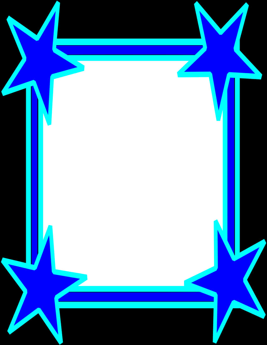 Blue Star Border Frame PNG Image