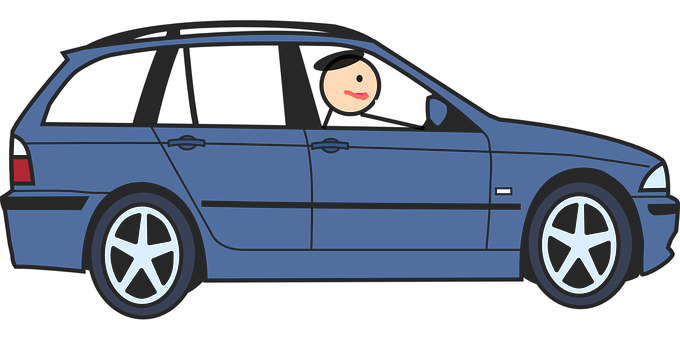 Blue Station Wagon Cartoon PNG Image