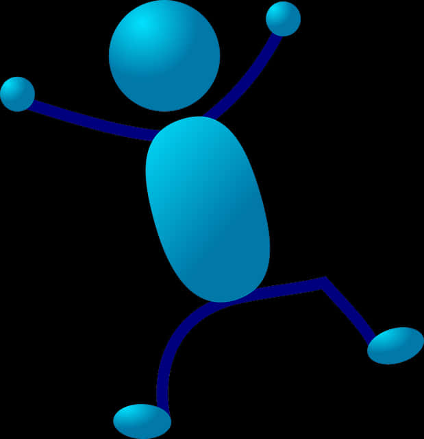 Blue Stickman Figure Dancing PNG Image