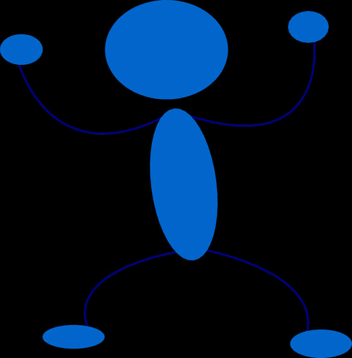 Blue Stickman Figure Graphic PNG Image