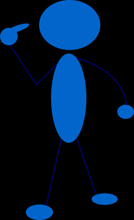 Blue Stickman Pointing Upward PNG Image