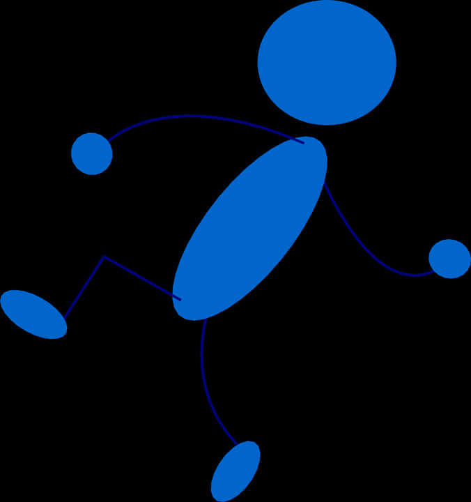 Blue Stickman Running Graphic PNG Image