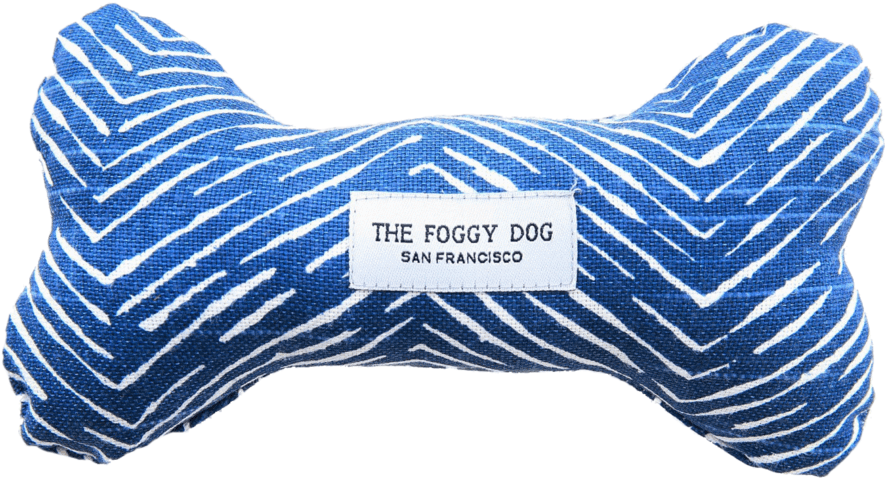 Blue Striped Fabric Dog Bone Toy PNG Image