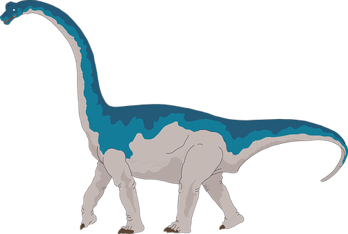 Blue Striped Sauropod Illustration PNG Image