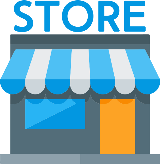 Blue Striped Storefront Icon PNG Image