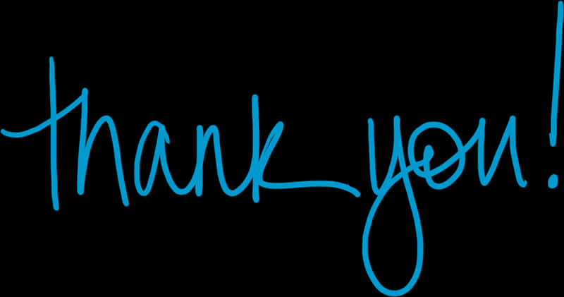 Blue Thank You Calligraphy PNG Image