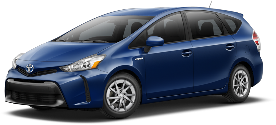 Blue Toyota Prius Hybrid Side View PNG Image