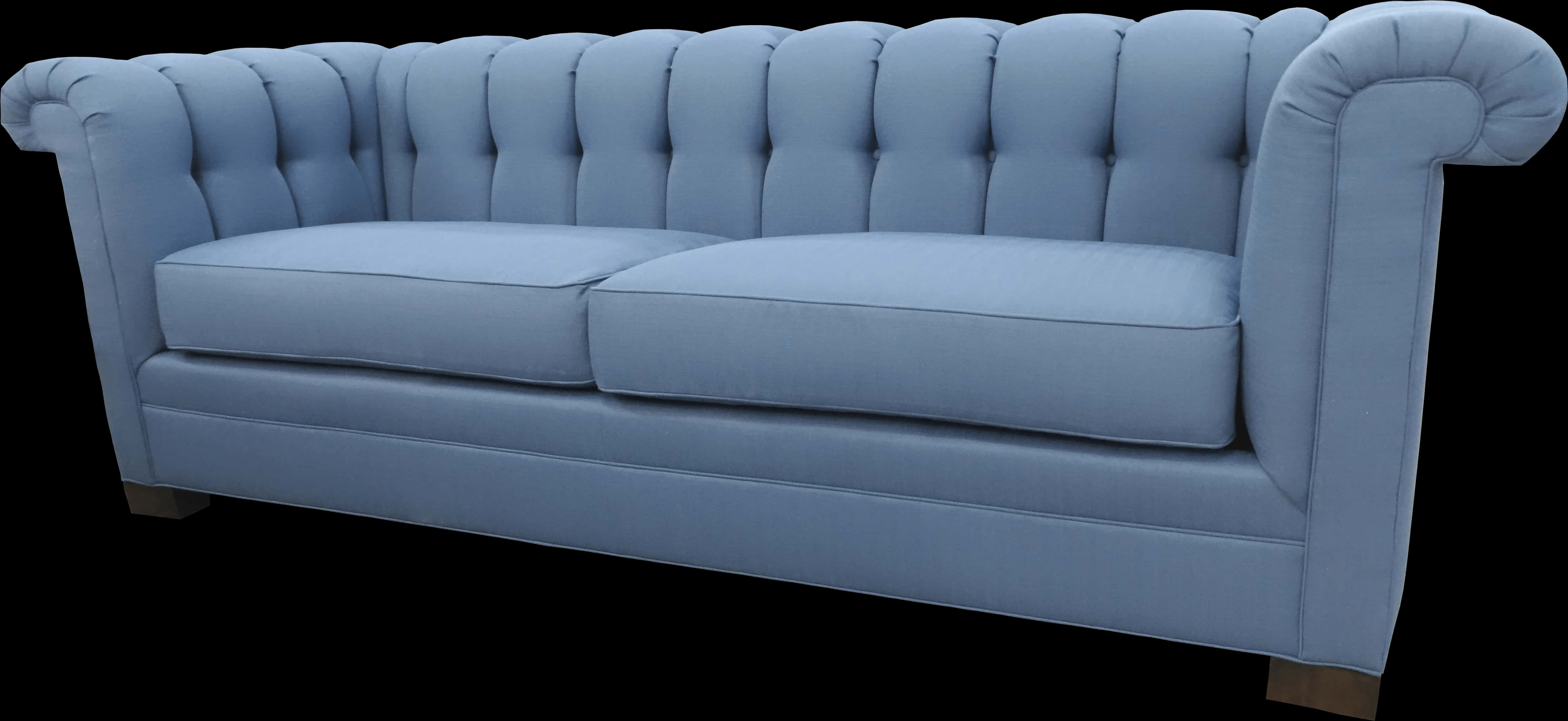 Blue Tufted Chesterfield Sofa PNG Image