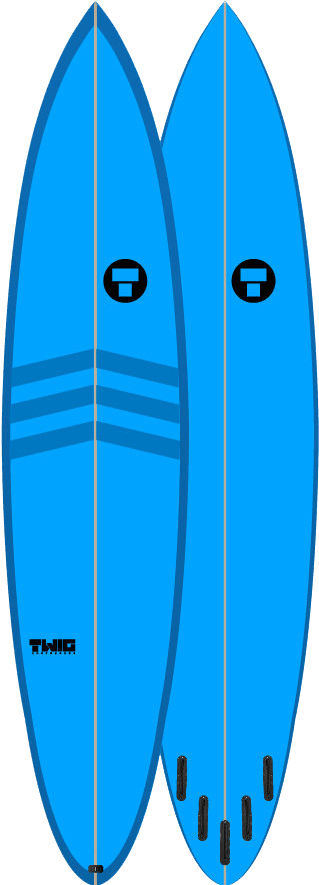 Blue Twin Fin Surfboards PNG Image