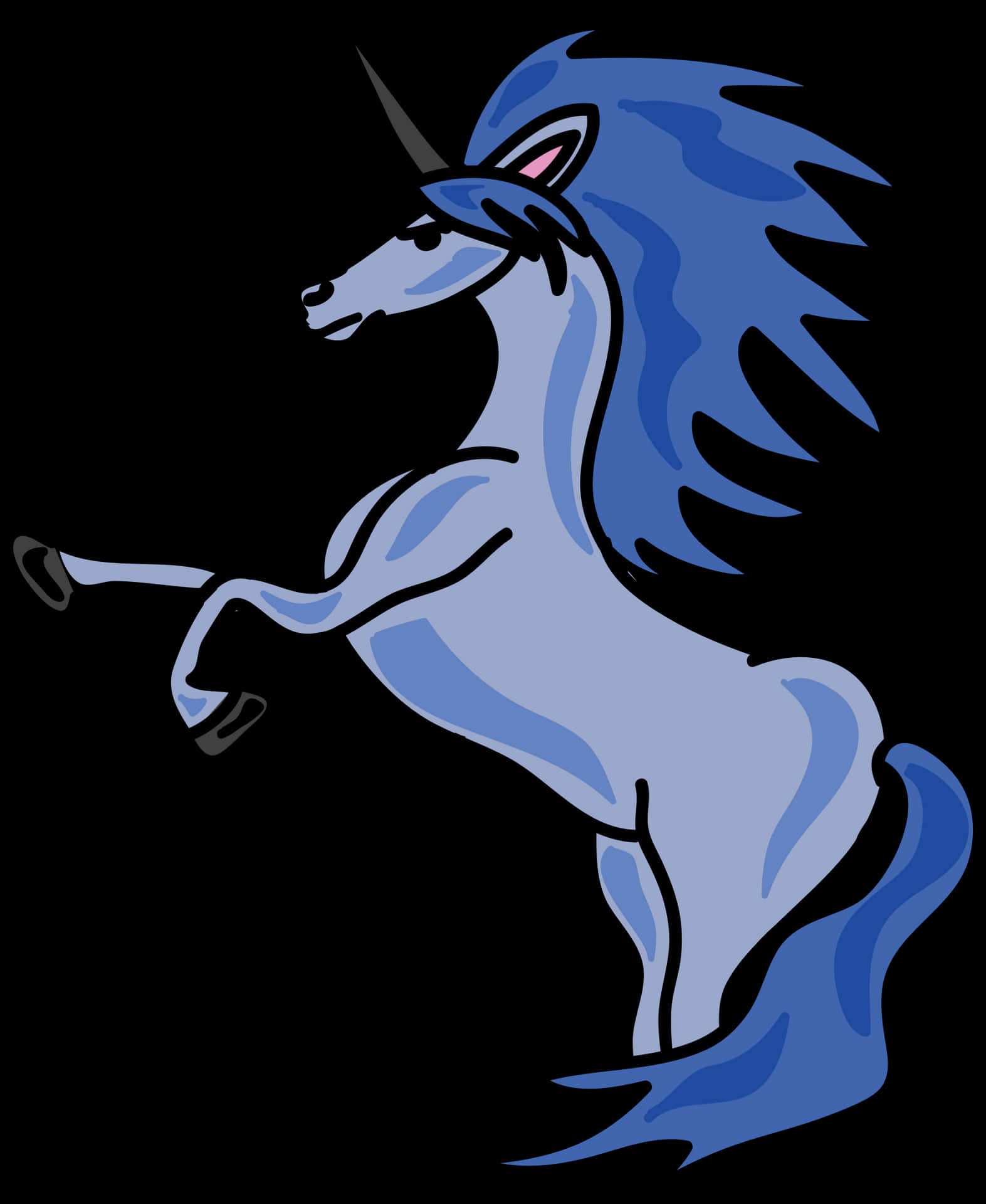 Blue Unicorn Cartoon Illustration PNG Image