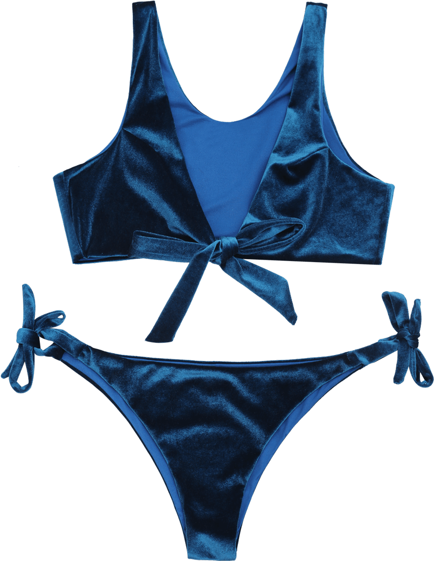 Blue Velvet Bikini Set PNG Image