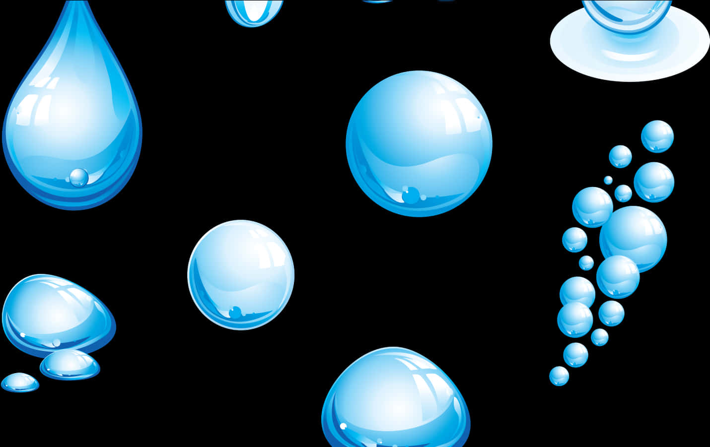 Blue Water Drops Vector Illustration PNG Image