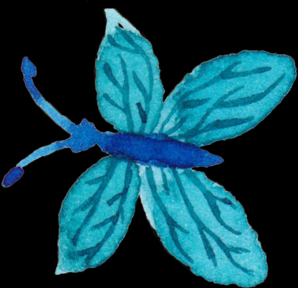 Blue Watercolor Butterfly Artwork PNG Image