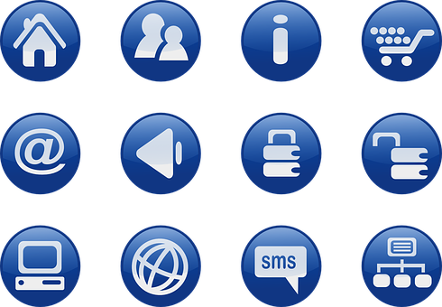 Blue Web Communication Icons PNG Image