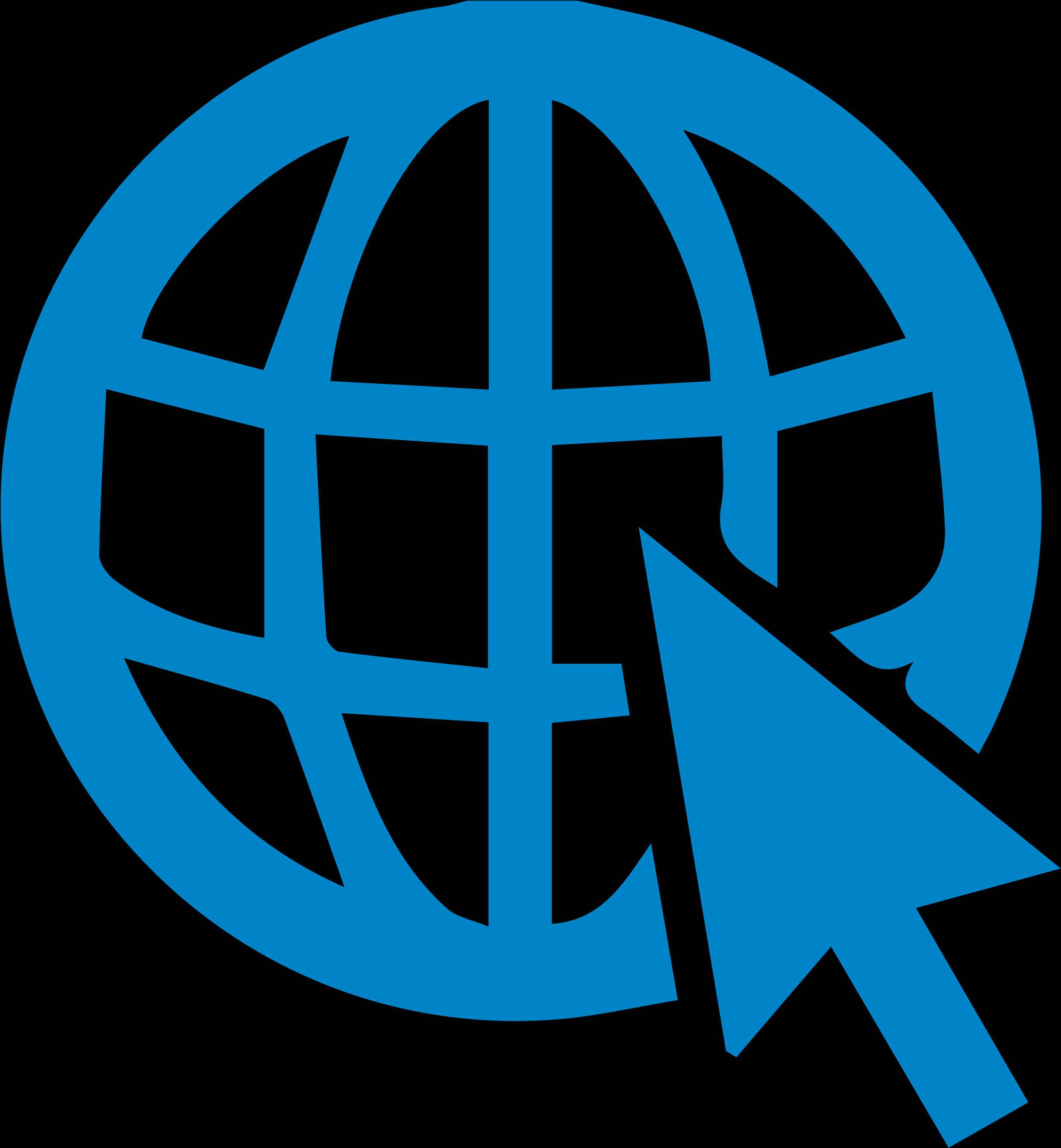 Blue Web Globeand Cursor Icon PNG Image