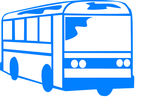 Blue White Clipart Bus PNG Image