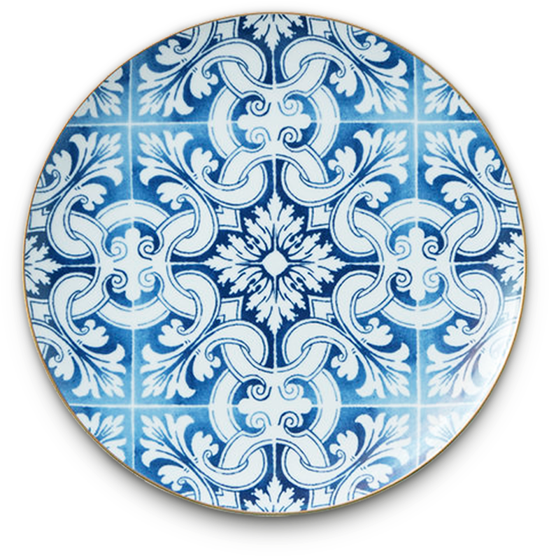 Blue White Decorative Ceramic Plate PNG Image