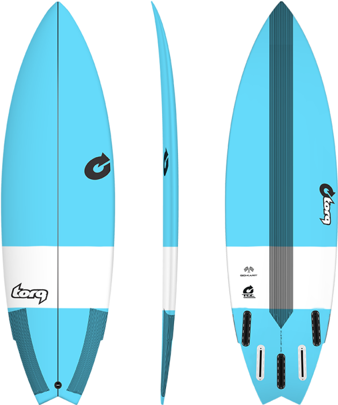 Blue White Surfboard Three Views PNG Image