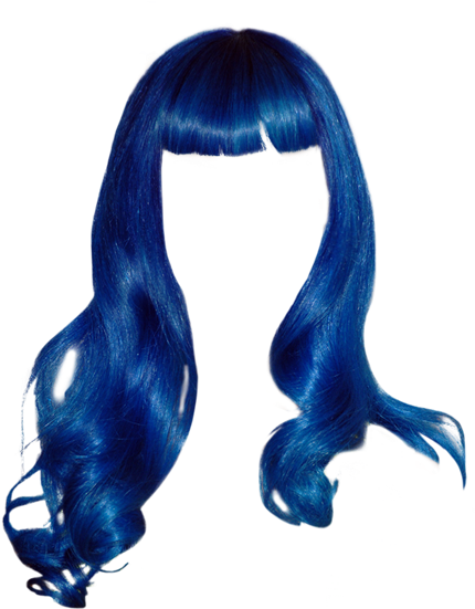 Blue Wig Cartoon Style PNG Image