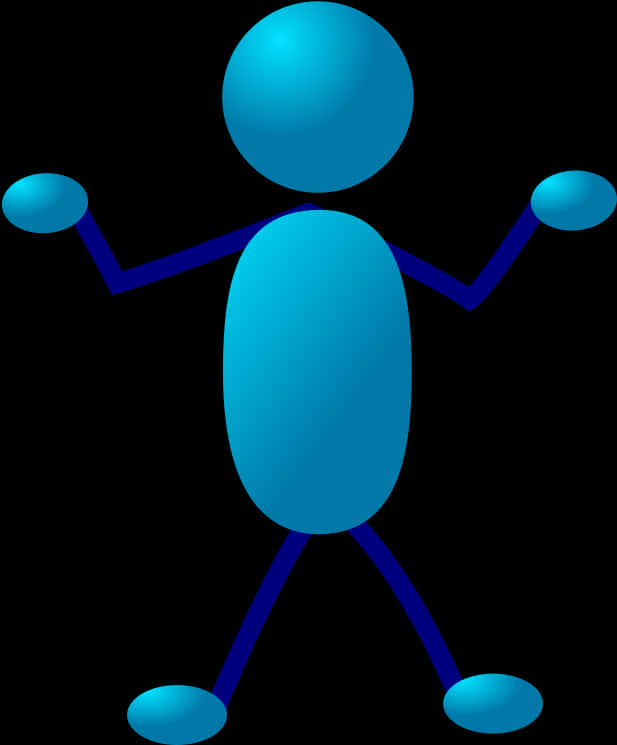 Blue3 D Stick Figure Standing PNG Image