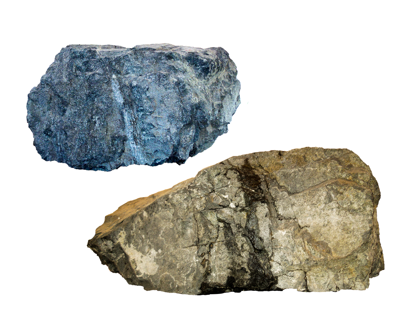 Blueand Brown Mineralson Black Background PNG Image