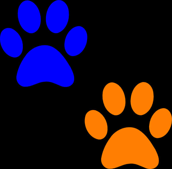 Blueand Orange Paw Prints PNG Image