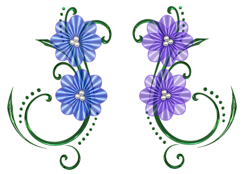 Blueand Purple Floral Artwork PNG Image