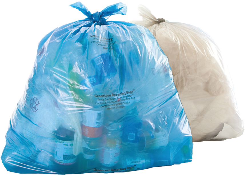 Blueand White Plastic Recycling Bags PNG Image