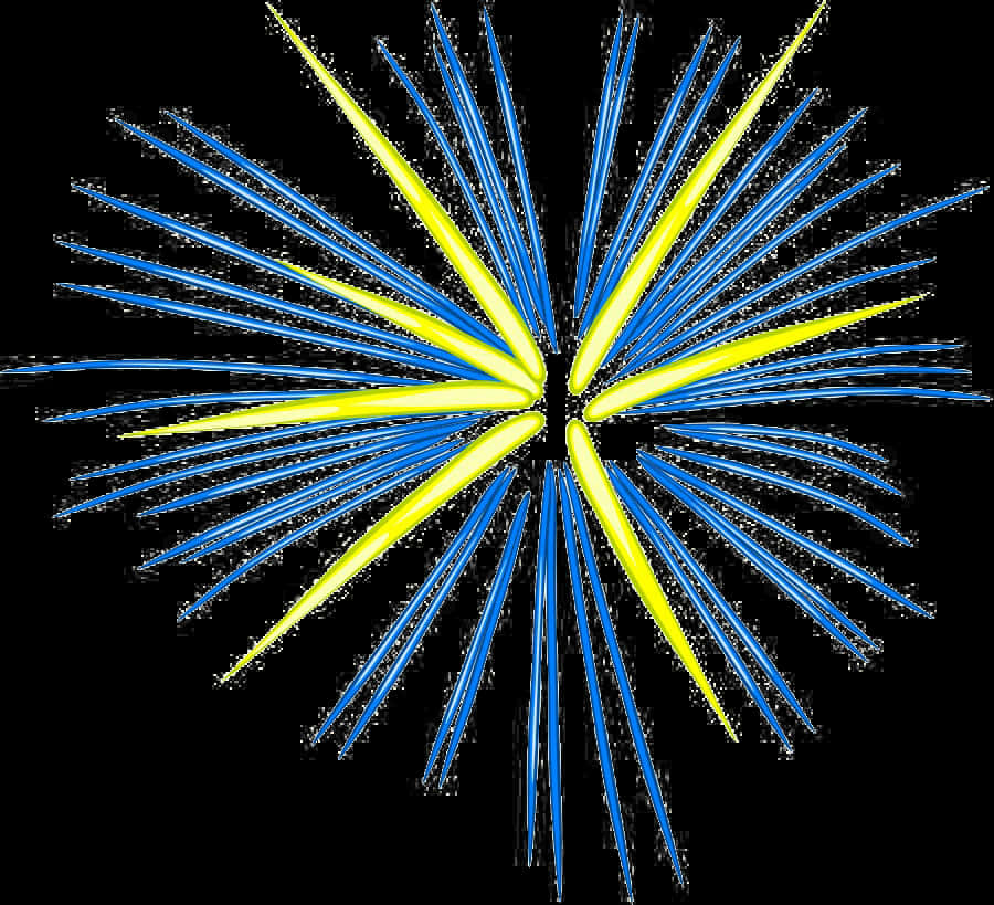 Blueand Yellow Firework Burst PNG Image