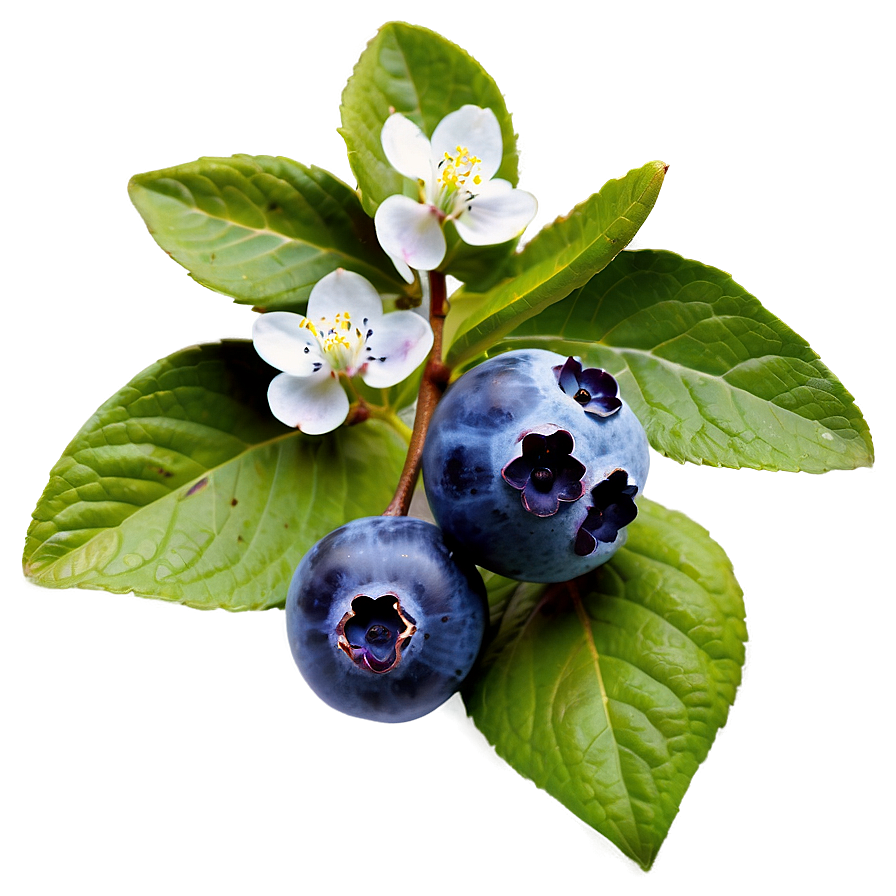 Blueberries With Flowers Png Iyl32 PNG Image