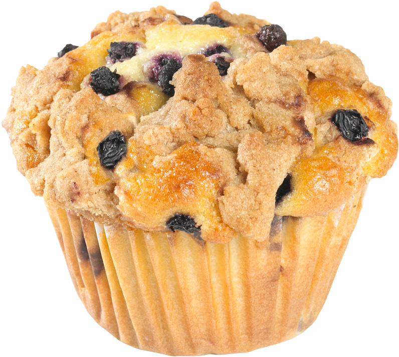 Blueberry Crumb Muffin Top View PNG Image