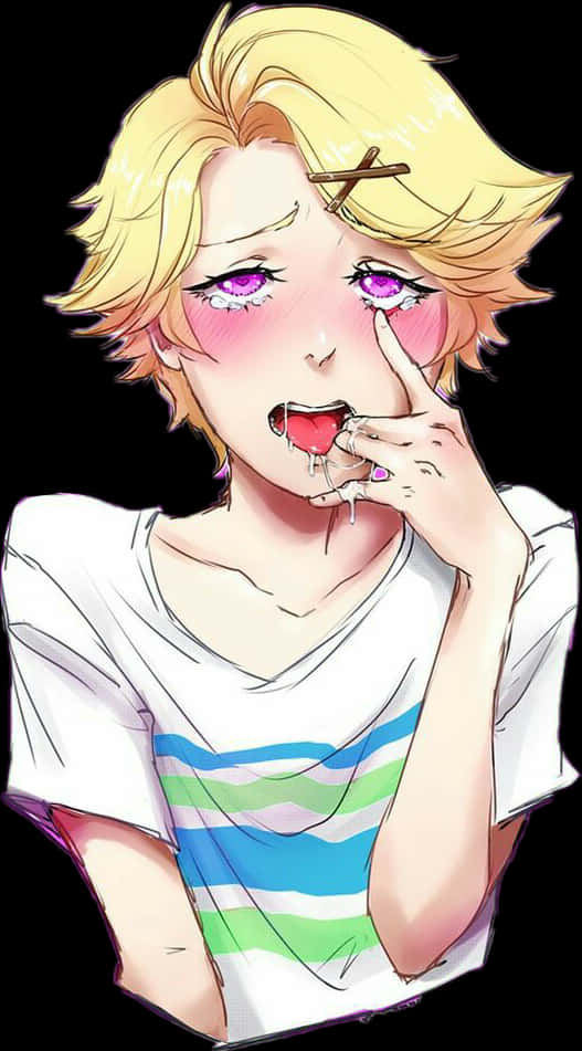 Blushing Anime Boy Tears PNG Image