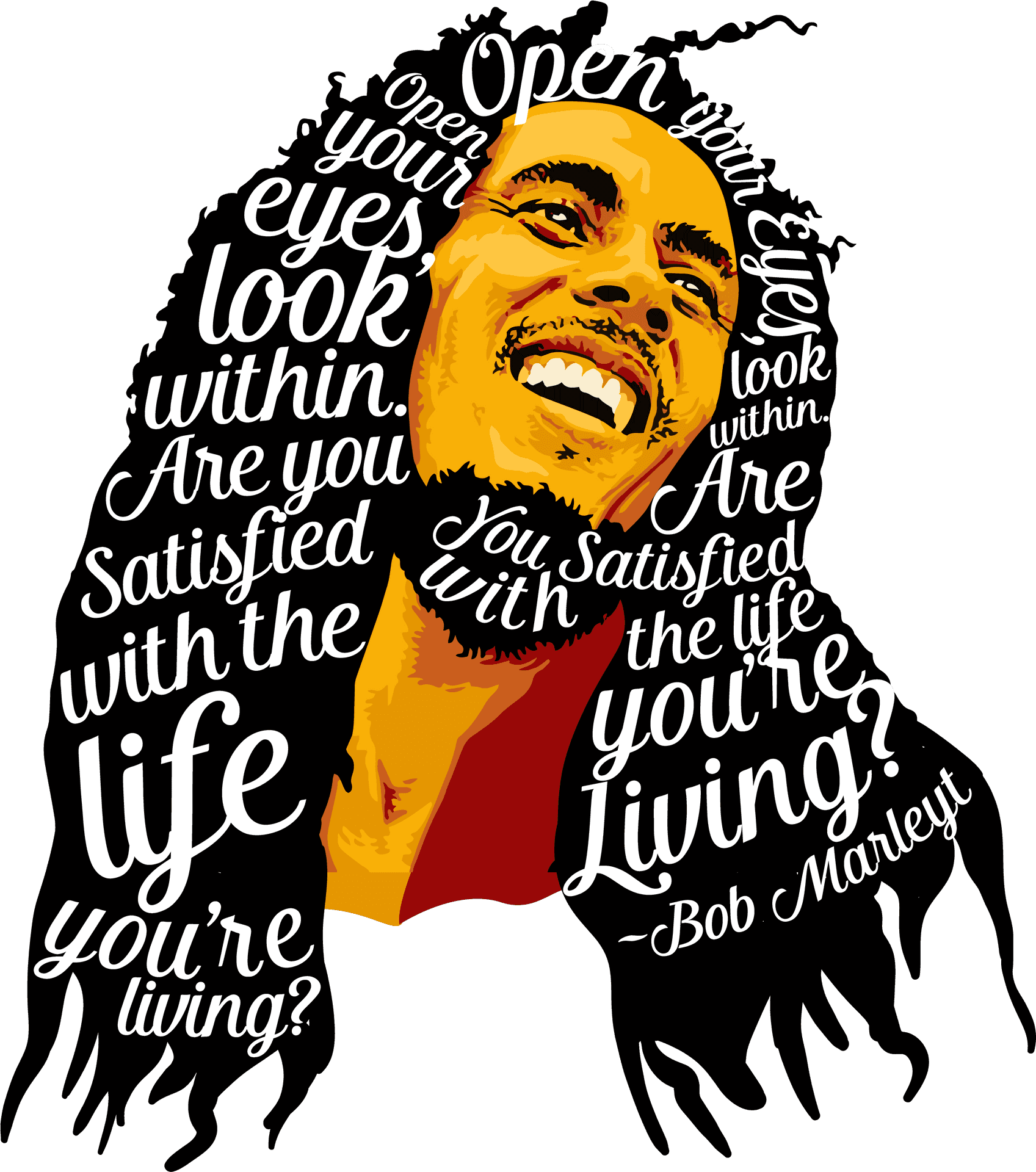 Bob Marley Inspirational Quote Artwork PNG Image