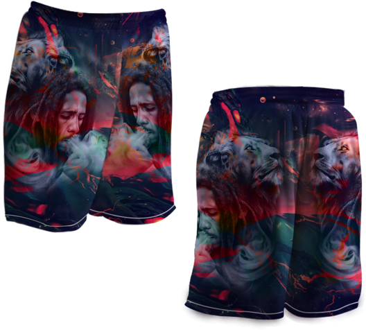 Bob Marley Lion Graphic Shorts PNG Image