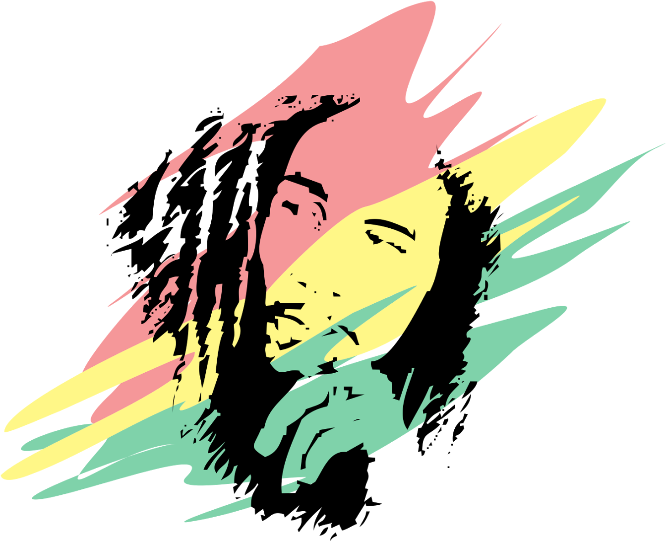 Bob Marley Rasta Color Silhouette PNG Image