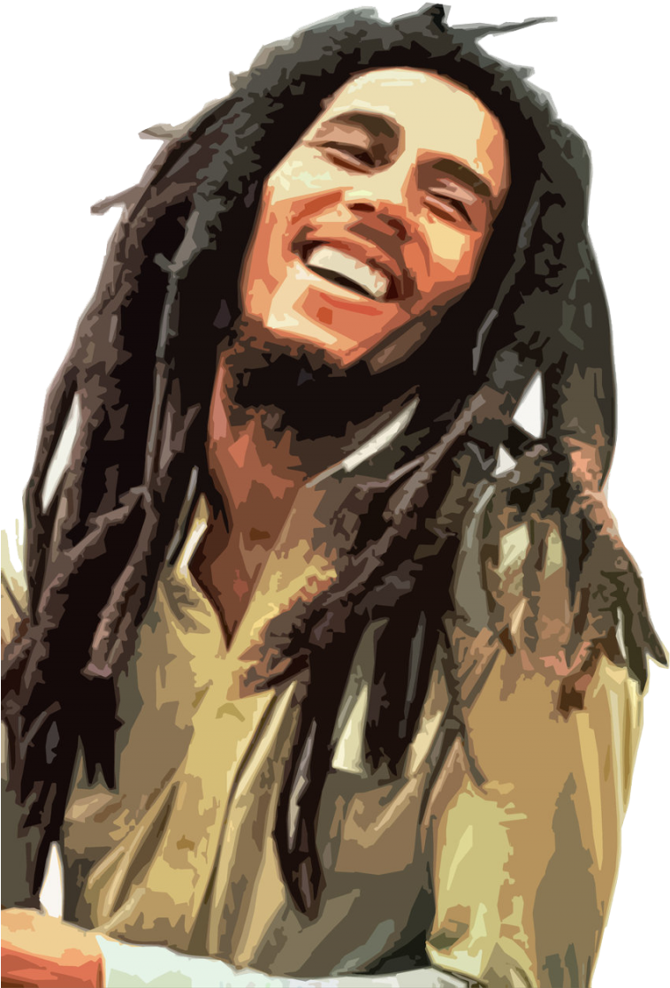 Bob Marley Smiling Portrait PNG Image