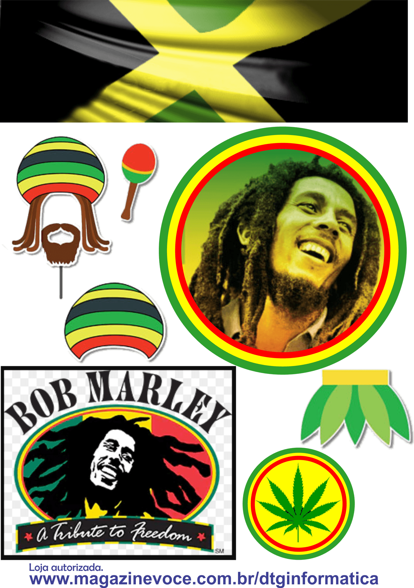 Bob Marley Tribute Collage PNG Image