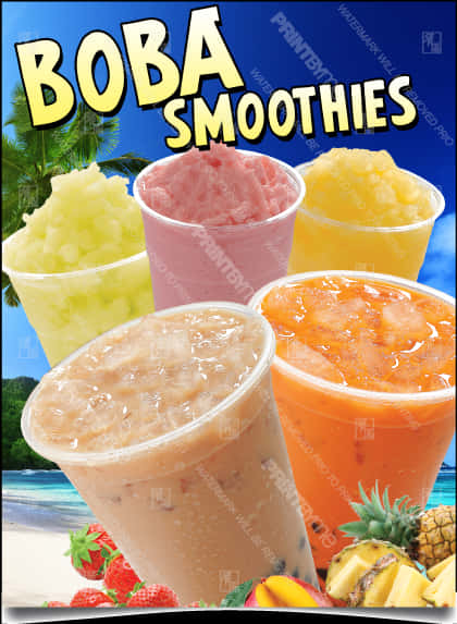 Boba Smoothies Variety PNG Image