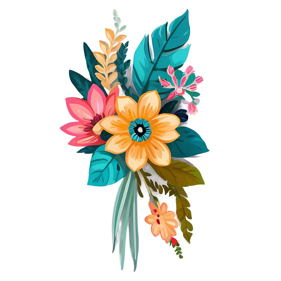 Boho Chic Flower Bouquet Png 06272024 PNG Image