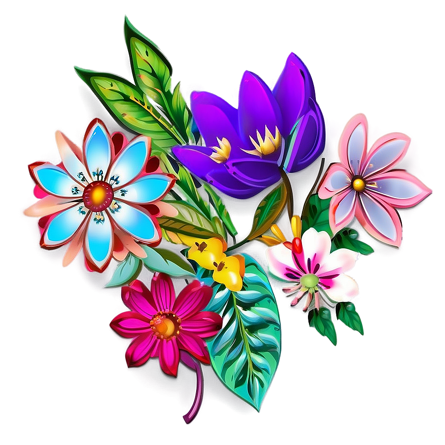 Boho Flowers B PNG Image