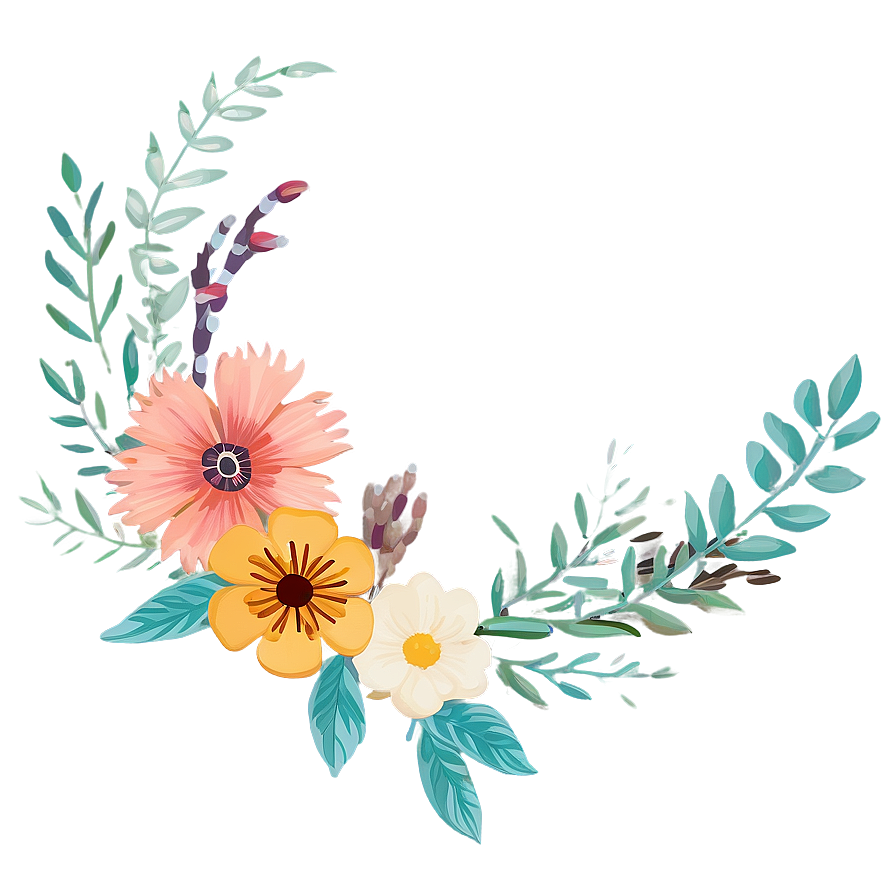 Boho Flowers Garden Png Yep PNG Image