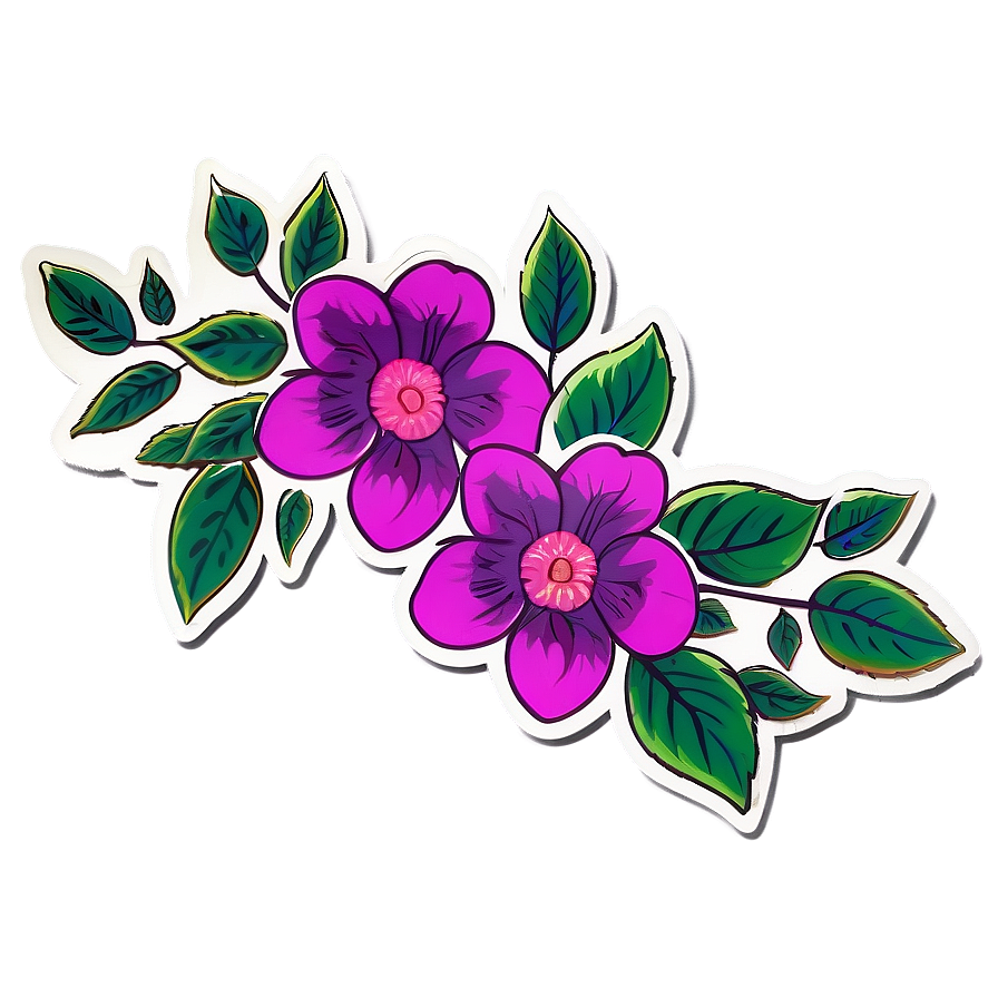 Boho Flowers Sticker Png Qmm PNG Image