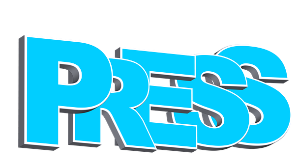 Bold Blue Press Text PNG Image