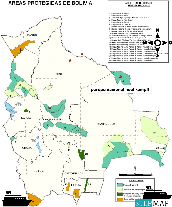 Bolivia Protected Areas Map PNG Image