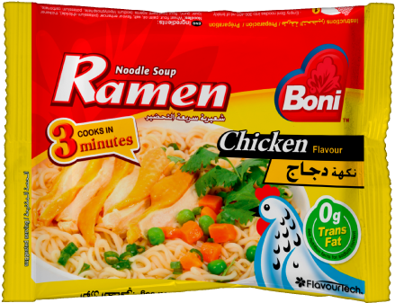 Boni Chicken Flavour Ramen Noodle Soup Package PNG Image