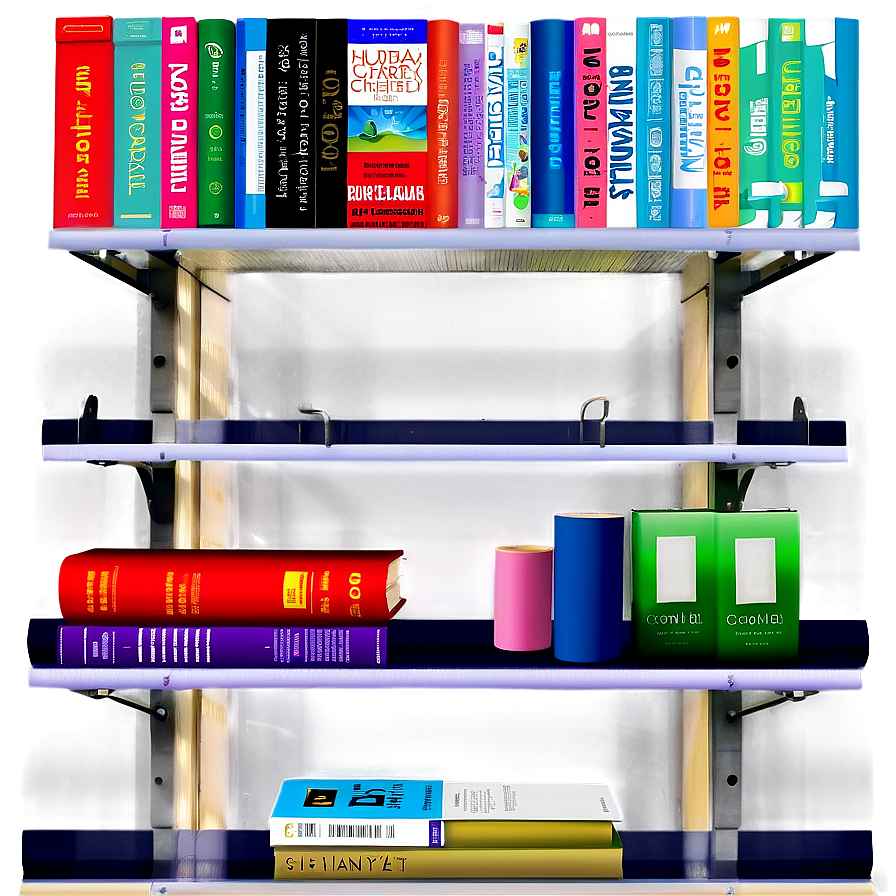 Books On Shelf A PNG Image