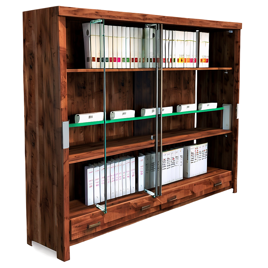 Bookshelf With Sliding Doors Png Rvf PNG Image