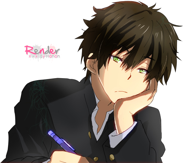 Bored Student Anime Character PNG Image