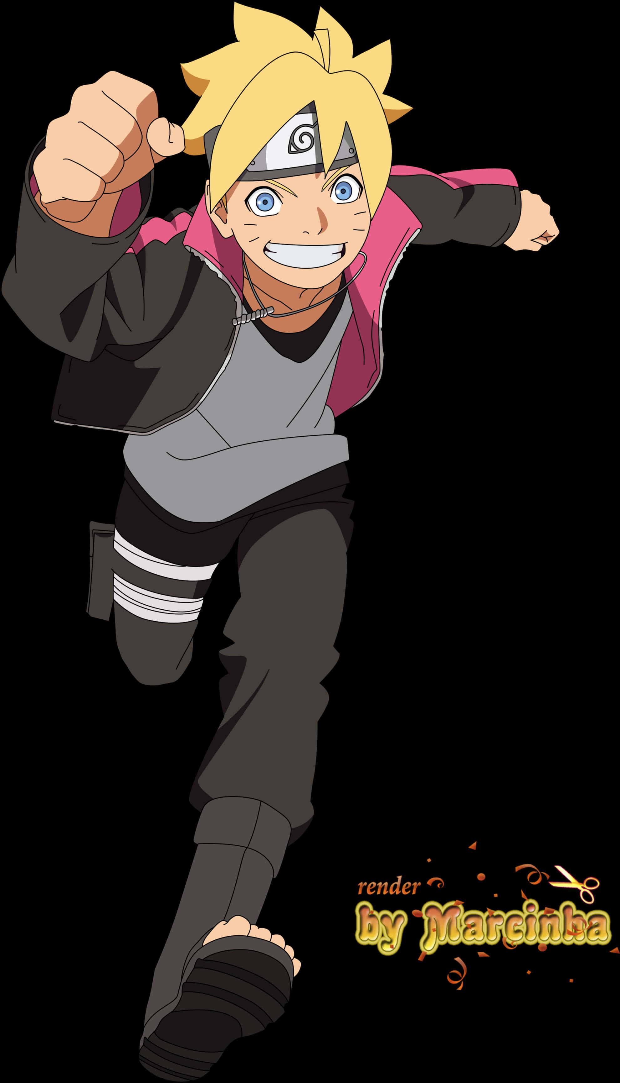 Boruto Uzumaki Action Pose PNG Image