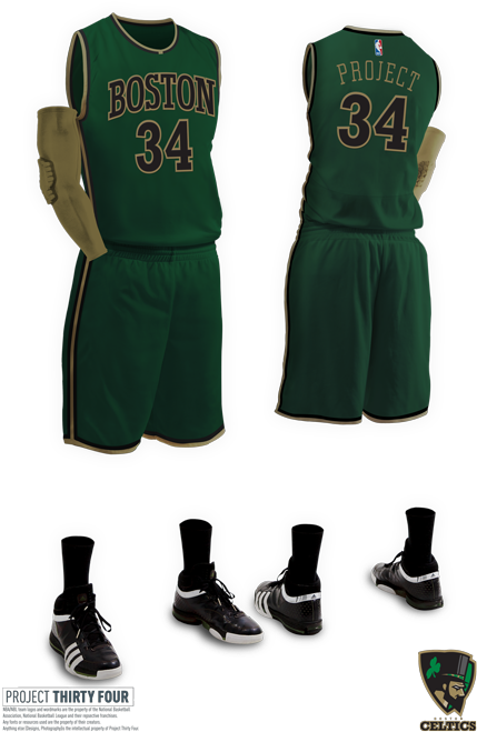 Boston Basketball Jerseyand Shoes Set PNG Image